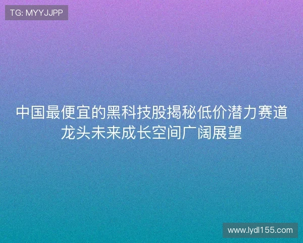 中国最便宜的黑科技股揭秘低价潜力赛道龙头未来成长空间广阔展望 中国最便宜的黑科技股揭秘低价潜力赛道龙头未来成长空间广阔展望